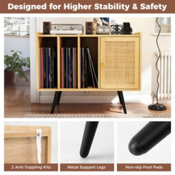 Gainoom Record Player Stand Turntable Stand Boho Record Storage Table For 220 Albums Vinyl Holder Display Shelf - thumbnail 7