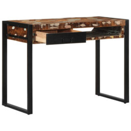Berkfield Durable Desk Multicolour 100X50X75 Cm Solid Wood Reclaimed - thumbnail 3