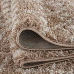 The Rugs Soft Moroccan Diamond Shaggy Rugs And Runners High Pile Beige And Ivory Living Room Kitchen Hallway 1020 - thumbnail 9