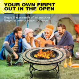 Homeology Fireology Beluga Opulent Garden Fire Pit Brazier, Coffee Table, Barbecue And Ice Bucket - Marble Finish - thumbnail 2