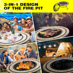 Homeology Fireology Beluga Opulent Garden Fire Pit Brazier, Coffee Table, Barbecue And Ice Bucket - Marble Finish - thumbnail 4