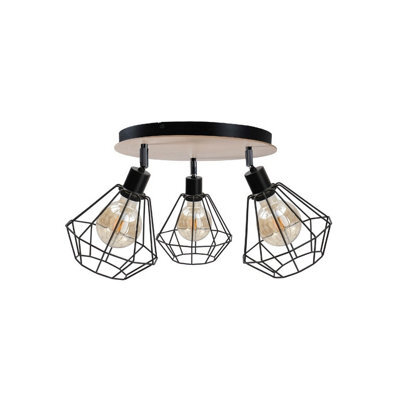 Luminosa Lighting Luminosa Atwood Ceiling Spotlight Clusters Black, Wood, 34Cm, 3X E27