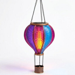 HEATON WHOLESALE Extra Large Aurora Solar Hot Air Balloon Hanging Lantern With Flame Effect - thumbnail 2