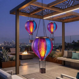 HEATON WHOLESALE Extra Large Aurora Solar Hot Air Balloon Hanging Lantern With Flame Effect - thumbnail 3