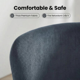 Set Of 4 Midnight Blue Velvet Dining Chairs, Upholstered Kitchen Side Chairs With Curved Ergonomic Back & Black Metal Legs - thumbnail 5