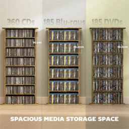 Storage Unit Dvd Tower Blu-Ray Storage Shelf For Living Room Brown - thumbnail 4
