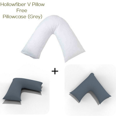ARLinens V Shaped Pillow With Free V Pillowcase Orthopedic Hollowfiber Filled Head Neck Support V Cushion With Case - image 1