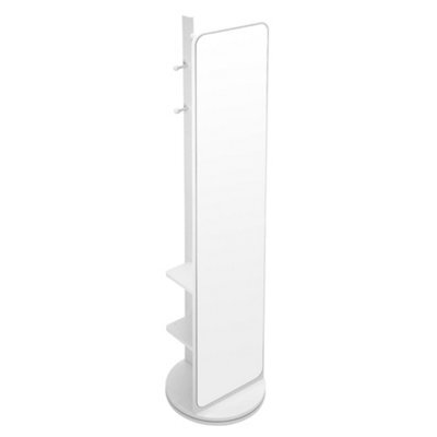 Living And Home Warm White Square 360-Degree Rotating Full-Length Mirror, 40Cm Diameter X 168Cm Height - image 1