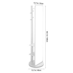 Living And Home Warm White Square 360-Degree Rotating Full-Length Mirror, 40Cm Diameter X 168Cm Height - thumbnail 7