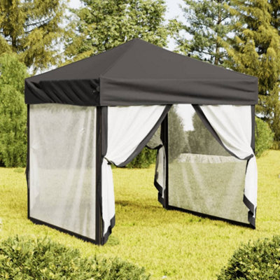 Walplus Folding Party Tent Garden Gazebo Canopy With Sidewalls Anthracite 2X2 M - image 1