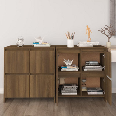 Berkfield Sideboards 2 Pcs Brown Oak 70X41X75 Cm Engineered Wood - image 1
