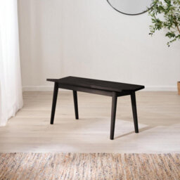Furniturebox Uk Lynton Small Black Wooden Dining Table & 2 Benches - thumbnail 6