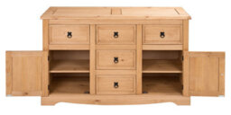 Mercers Furniture Corona Large 2 Door 5 Drawer Sideboard Solid Wood Pine Wooden Cupboard With Mexican Styling - thumbnail 3