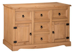 Mercers Furniture Corona Large 2 Door 5 Drawer Sideboard Solid Wood Pine Wooden Cupboard With Mexican Styling - thumbnail 2