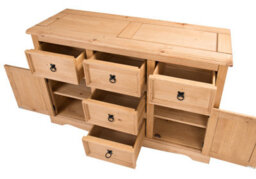 Mercers Furniture Corona Large 2 Door 5 Drawer Sideboard Solid Wood Pine Wooden Cupboard With Mexican Styling - thumbnail 4