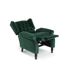 Velvet Bottle Green Manual Recliner Wingback Chair - thumbnail 2