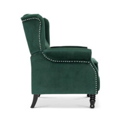 Velvet Bottle Green Manual Recliner Wingback Chair - thumbnail 7