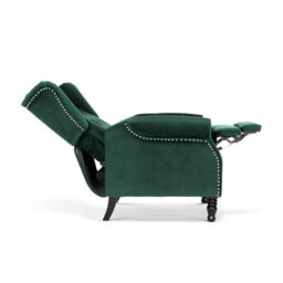 Velvet Bottle Green Manual Recliner Wingback Chair - thumbnail 6