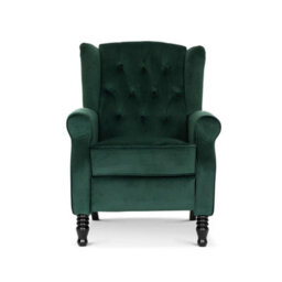 Velvet Bottle Green Manual Recliner Wingback Chair - thumbnail 5