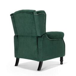 Velvet Bottle Green Manual Recliner Wingback Chair - thumbnail 4