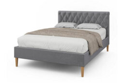 Cosford Grey Plush Velvet Sleigh Bed King Size Bed Frame 5Ft - thumbnail 3