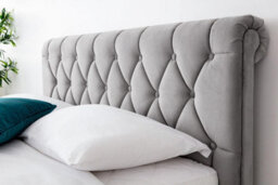 Cosford Grey Plush Velvet Sleigh Bed King Size Bed Frame 5Ft - thumbnail 4