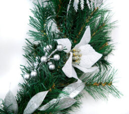 Best Artificial 12Ft White & Silver Decorated Christmas Garland Banister Fireplace Staircase - thumbnail 2