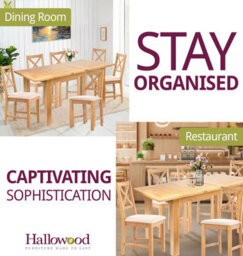 Hallowood Furniture Camberley Oak Butterfly Extending Dining Table With 6 Cross Back Chairs In Beige Fabric Seats - thumbnail 6
