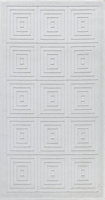Livabliss Le Mans-Modern White 3D High & Low Pile Textured In- & Outdoor Rug 80 X 150 Cm Easy Care, Non Shedding - image 1