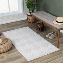Livabliss Le Mans-Modern White 3D High & Low Pile Textured In- & Outdoor Rug 80 X 150 Cm Easy Care, Non Shedding - thumbnail 2