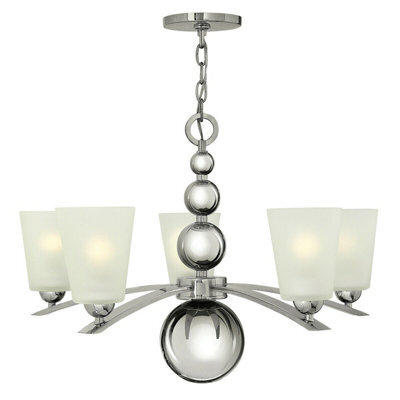Elegant 5-Bulb Chandelier Ceiling Light With Highly Polished Nickel Finish And Led E27 Bulbs