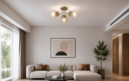 Cosylyte Finley Bathroom 3-Light Ribbed Glass Ceiling Light - Brass 21.5Cm - thumbnail 9