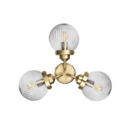Cosylyte Finley Bathroom 3-Light Ribbed Glass Ceiling Light - Brass 21.5Cm - thumbnail 3