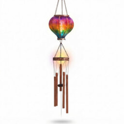 HEATON WHOLESALE Solar Rainbow Flame Hot Air Balloon Wind Chime & Hanging Light - thumbnail 2