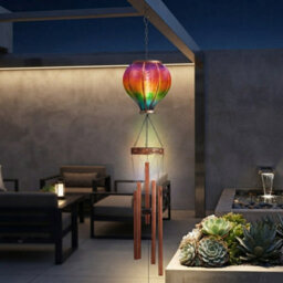HEATON WHOLESALE Solar Rainbow Flame Hot Air Balloon Wind Chime & Hanging Light - thumbnail 3