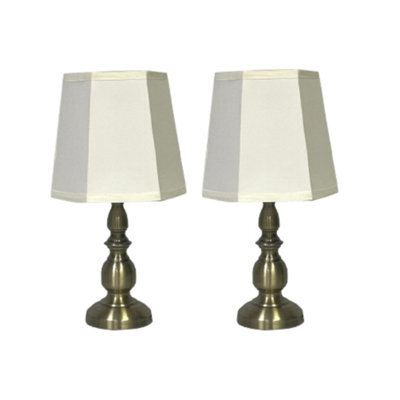 Monal Harvard Antique Brass Touch Table Lamp With Cream Shade 4 Stage Dimmer Pair - image 1