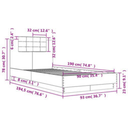 Berkfield Bed Frame Without Mattress Brown Oak 90X190 Cm Single - thumbnail 9