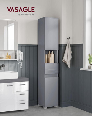 LEDREM Tall Bathroom Cabinet, Slim Storage Cabinet, Narrow Cupboard, Bathroom Storage Unit, With A Drawer, Adjustable Shelves - image 1