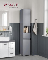 LEDREM Tall Bathroom Cabinet, Slim Storage Cabinet, Narrow Cupboard, Bathroom Storage Unit, With A Drawer, Adjustable Shelves - thumbnail 1