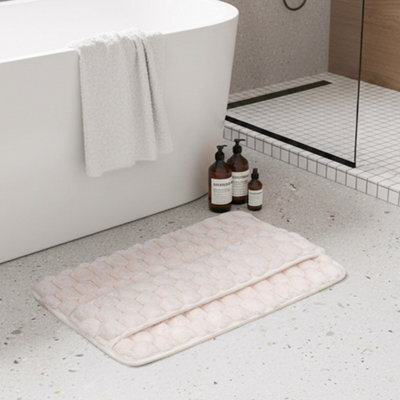 Darphe Rectangular Warm Beige Non-Slip Polyester Bath Mat 80X50Cm - image 1