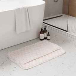 Darphe Rectangular Warm Beige Non-Slip Polyester Bath Mat 80X50Cm