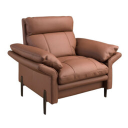 Angel Cerda Brown Leather Armchair And Dark Chromed Stainless Steel Legs
