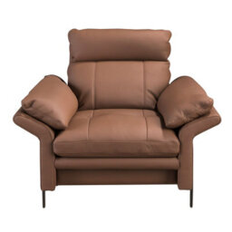 Angel Cerda Brown Leather Armchair And Dark Chromed Stainless Steel Legs - thumbnail 2