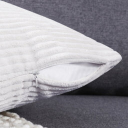 "Deconovo Set Of 2 Super Soft Corduroy Cushion Covers White 22""x22""" - thumbnail 5