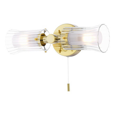 DAR Elba 2 Light Bathroom Wall Light Polished Gold And Glass Ip44 - image 1