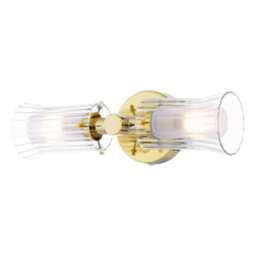 DAR Elba 2 Light Bathroom Wall Light Polished Gold And Glass Ip44 - thumbnail 3