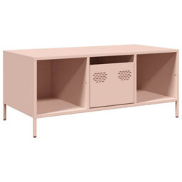 Berkfield Coffee Table Pink 101.5X50X43.5 Cm Cold-Rolled Steel - thumbnail 2