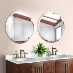 DEENZ Frameless Round Wall Mounted Mirror Frameless Bathroom Living Room A Must Have Mirror Home Decor (80X80 Cm) - thumbnail 2