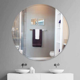DEENZ Frameless Round Wall Mounted Mirror Frameless Bathroom Living Room A Must Have Mirror Home Decor (80X80 Cm) - thumbnail 4