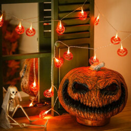 Living And Home 20 Lights 3M Smiley Pumpkin Halloween Led String Lights Indoor Outdoor Decor - thumbnail 2